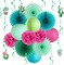 Summer Party Decoration Hanging Cactus Swirls Paper Lanterns Paper Fans kit for Hawaiian Luau Party Tropical Party Baby Shower Birthday Party Supplies